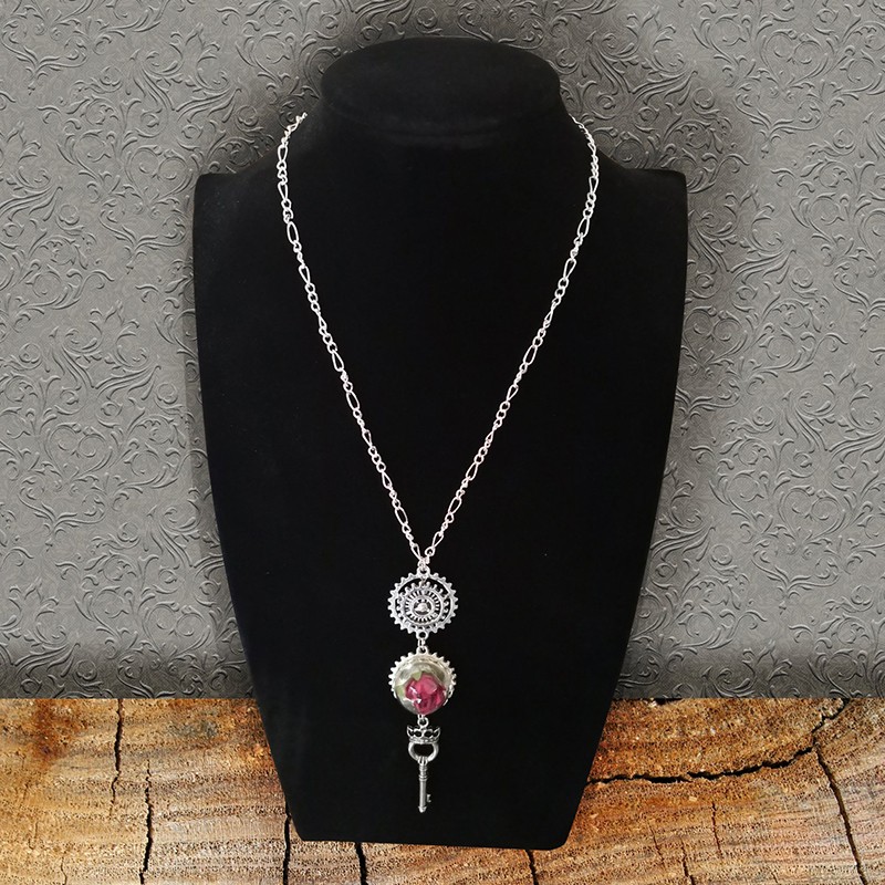 Silver Steampunk Long Necklace Scrap'n'Design Necklaces 18,00 €